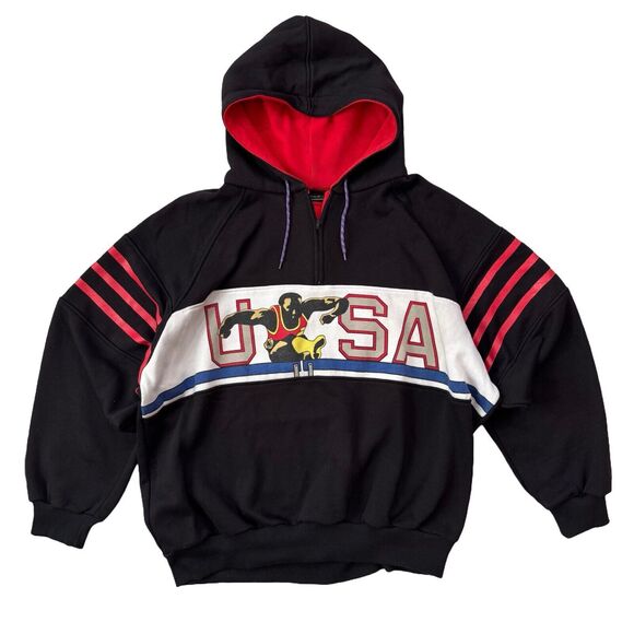 Vintage 80s USA Olympic Sweatshirt Adult XL Games Hoodie JC Penney Hurdles